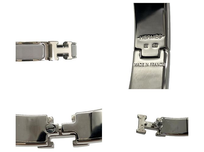 Bracciale Hermès Click H in Grigio e Bianco Marrone - vista 3