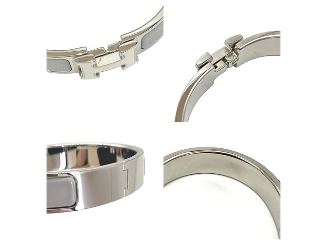 Bracciale Hermès Click H in Grigio e Bianco Marrone - vista 4