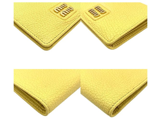 Miu Miu Madras Leather Mini Wallet Golden - view 3
