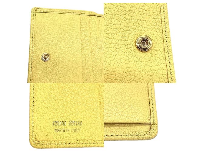 Miu Miu Madras Leather Mini Wallet Golden - view 5