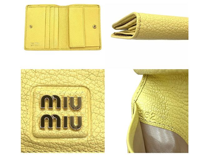 Miu Miu Madras Leather Mini Wallet Golden - view 7