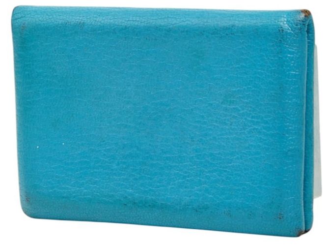 Hermès Porte-cartes Hermes Calvi en cuir bleu - vue 2