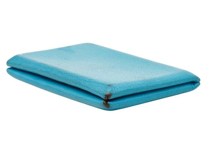 Hermès Porte-cartes Hermes Calvi en cuir bleu - vue 4