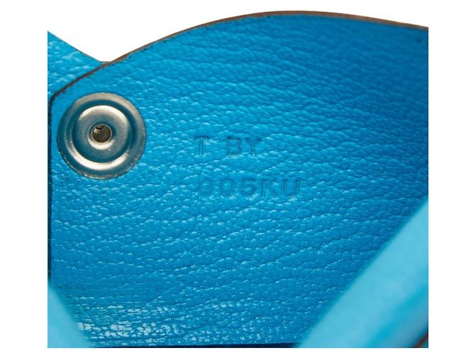 Hermès Porte-cartes Hermes Calvi en cuir bleu - vue 8
