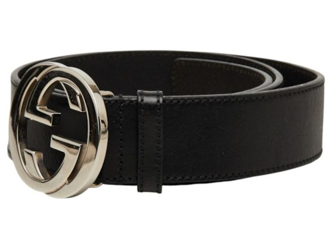Cintura Gucci Interlocking G GG Logo Buckle Nero Argento - vista 2