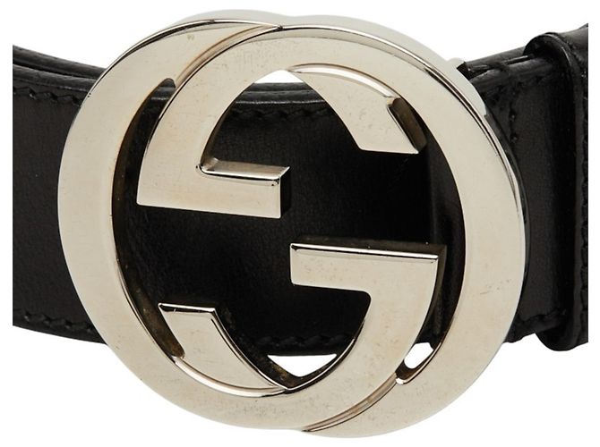 Cintura Gucci Interlocking G GG Logo Buckle Nero Argento - vista 5