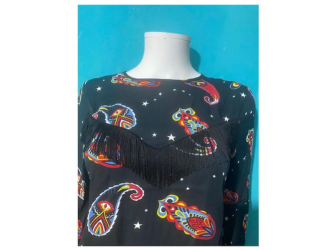 KOOKAÏ Top negro con estampado paisley y estrellas Multicolor - vista 2