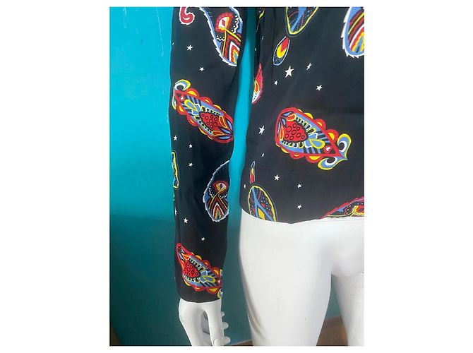 KOOKAÏ Top negro con estampado paisley y estrellas Multicolor - vista 3