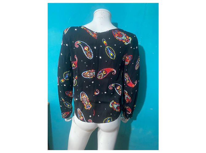 KOOKAÏ Top negro con estampado paisley y estrellas Multicolor - vista 4