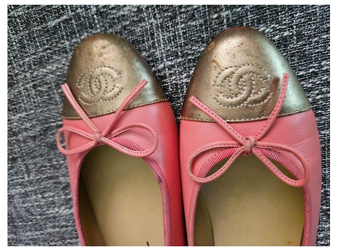 Chanel Ballerine in pelle rosa D'oro - vista 11