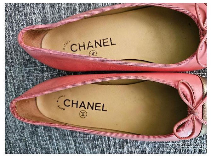 Chanel Ballerine in pelle rosa D'oro - vista 12