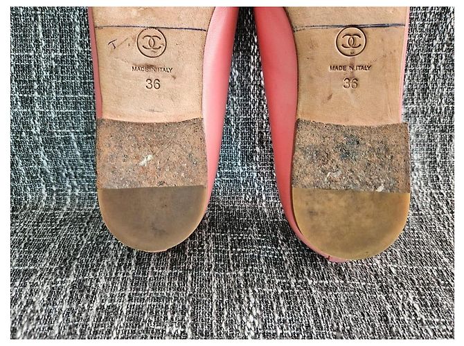 Chanel Ballerine in pelle rosa D'oro - vista 15