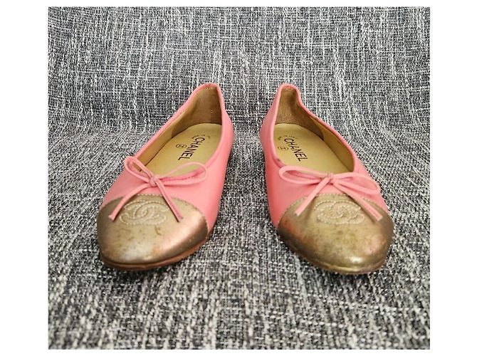 Chanel Ballerine in pelle rosa D'oro - vista 2