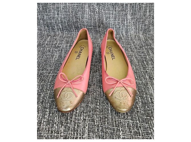 Chanel Ballerine in pelle rosa D'oro - vista 3