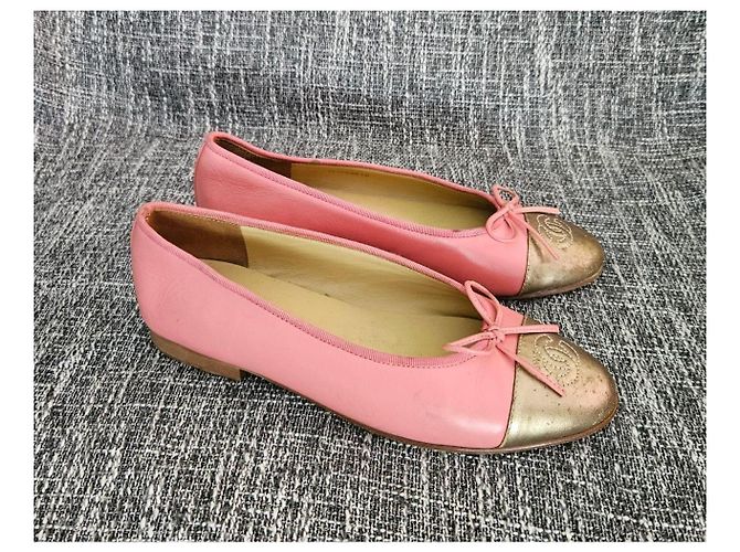 Chanel Ballerine in pelle rosa D'oro - vista 5