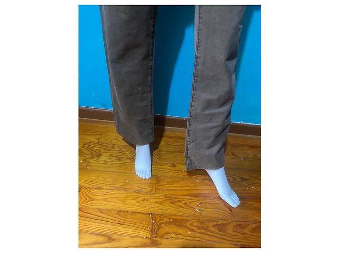Autre Marque Pantaloni in cotone marrone Quinze Serge Blancs - vista 2
