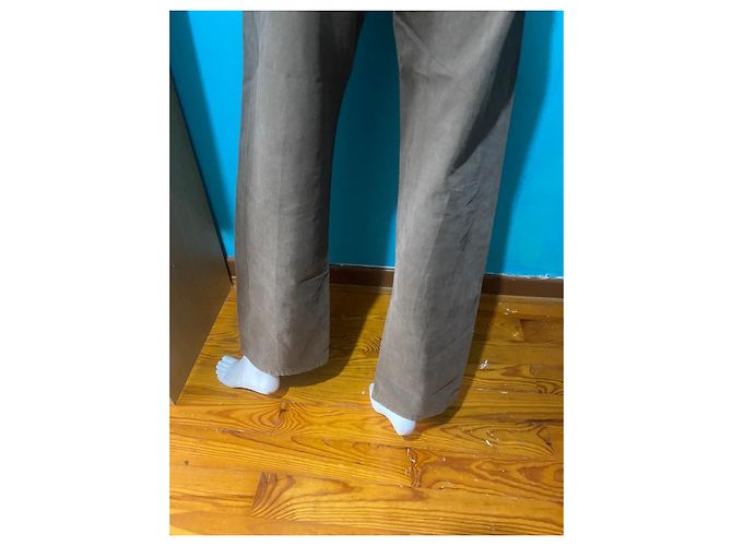 Autre Marque Pantaloni in cotone marrone Quinze Serge Blancs - vista 5