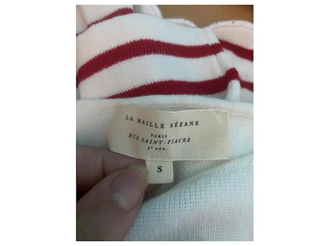 SéZane Gestreifter Baumwollpullover Weiß-Rot - Ansicht 6