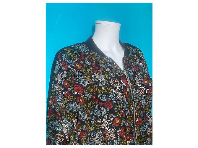 IKKS Bomberjacke mit Blumenprint Schwarz Rot Blau Mehrfarben Grün - Ansicht 2