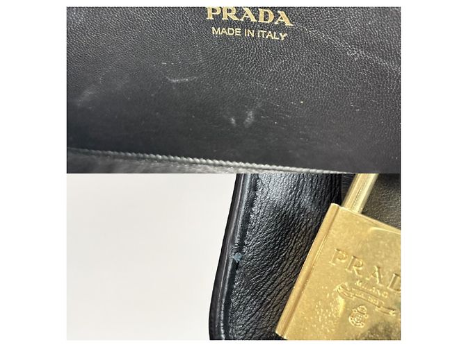 Prada Esplanade Bicolor Schultertasche Schwarz Khaki - Ansicht 7