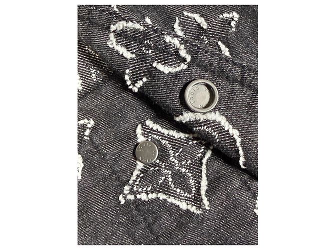 Camicia Louis Vuitton Denim Nero Ricami Monogram All-Over Taglia M Grigio Grigio antracite - vista 10