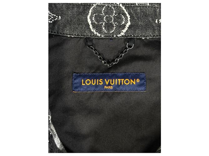 Camicia Louis Vuitton Denim Nero Ricami Monogram All-Over Taglia M Grigio Grigio antracite - vista 4
