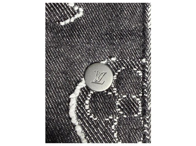 Camicia Louis Vuitton Denim Nero Ricami Monogram All-Over Taglia M Grigio Grigio antracite - vista 5