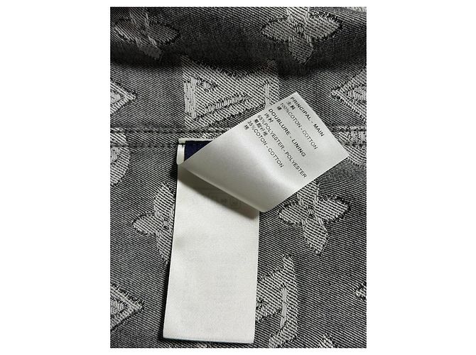 Camicia Louis Vuitton Denim Nero Ricami Monogram All-Over Taglia M Grigio Grigio antracite - vista 7