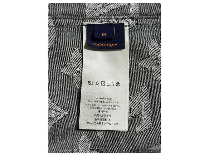 Camicia Louis Vuitton Denim Nero Ricami Monogram All-Over Taglia M Grigio Grigio antracite - vista 9