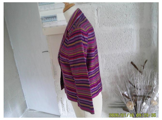 Alain Manoukian Giacca corta a righe Rosa Rosso Beige Verde Porpora - vista 4