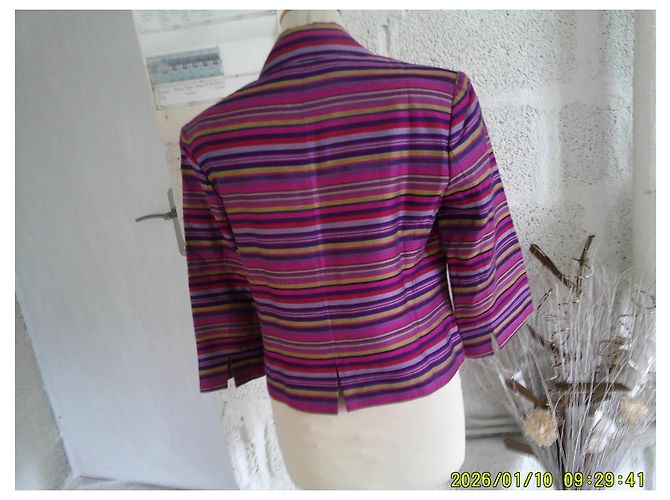 Alain Manoukian Giacca corta a righe Rosa Rosso Beige Verde Porpora - vista 5