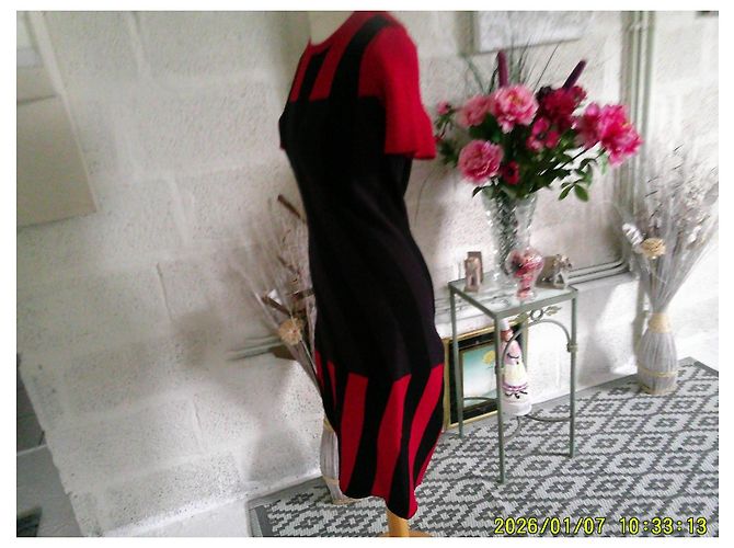 Kenzo Abito midi bicolore Nero Rosso - vista 3