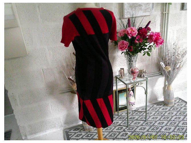 Kenzo Abito midi bicolore Nero Rosso - vista 4