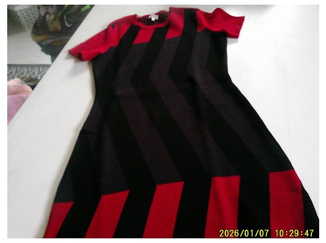 Kenzo Abito midi bicolore Nero Rosso - vista 6