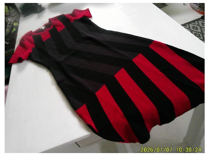Kenzo Abito midi bicolore Nero Rosso - vista 7