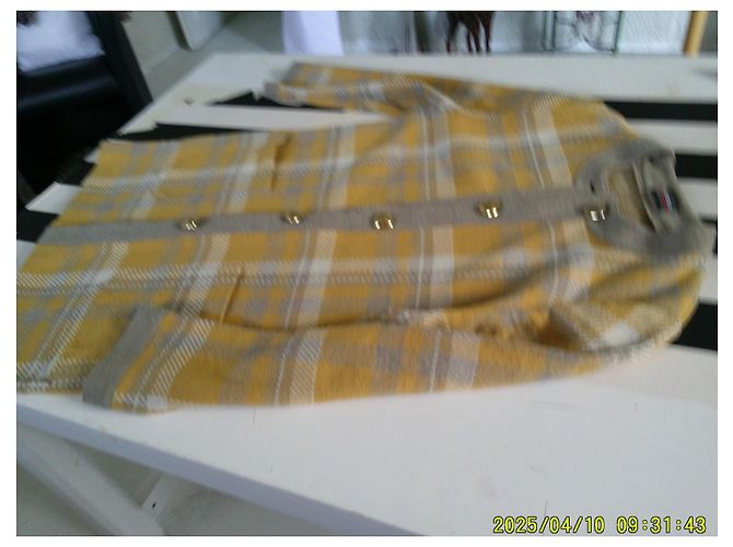 Autre Marque Devernois gelb-grau karierte Strickjacke aus Wolle Beige - Ansicht 7
