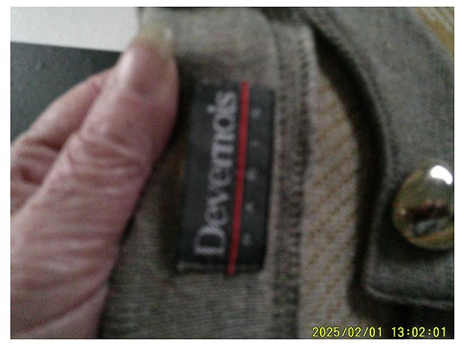 Autre Marque Devernois gelb-grau karierte Strickjacke aus Wolle Beige - Ansicht 8