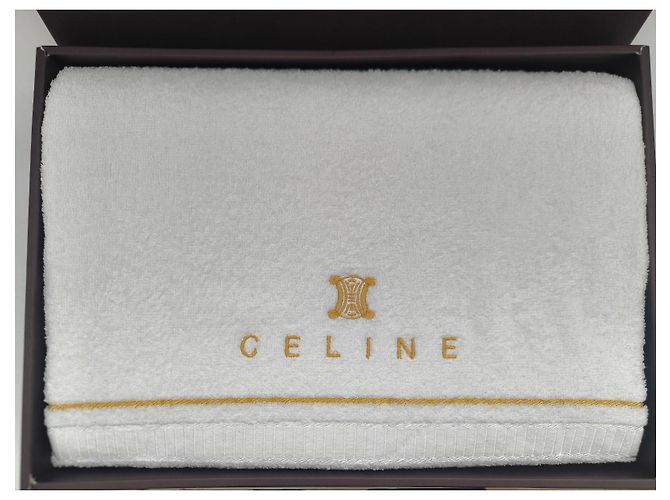 Céline Serviette de bain Celine en coton blanc - vue 2