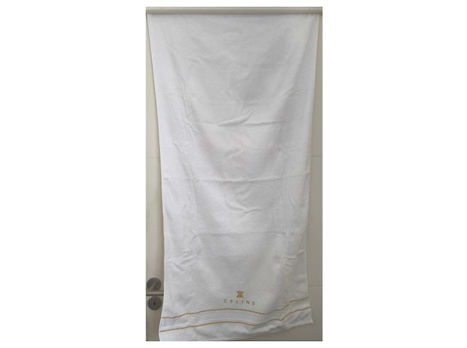 Céline Serviette de bain Celine en coton blanc - vue 3