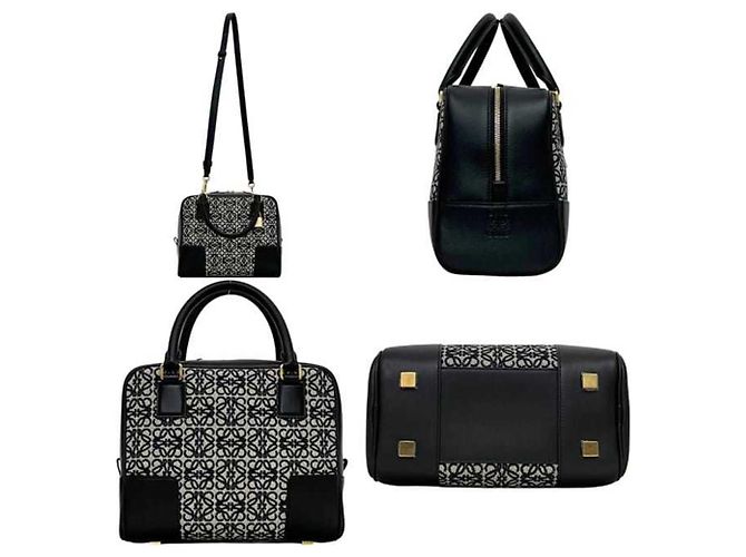 Borsa Loewe Amazona 19 Nero Blu navy - vista 2