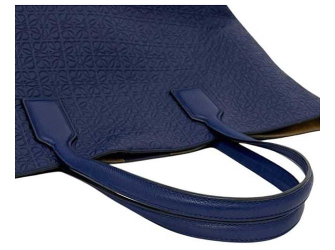 Borsa Tote Loewe T-Shopper Anagram Blu - vista 10