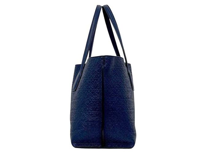 Borsa Tote Loewe T-Shopper Anagram Blu - vista 2