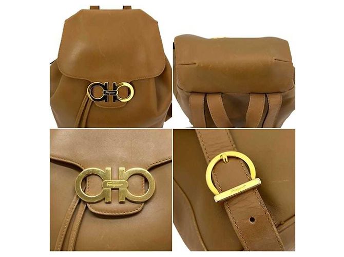 Salvatore Ferragamo Brown and Camel Leather Backpack - view 5