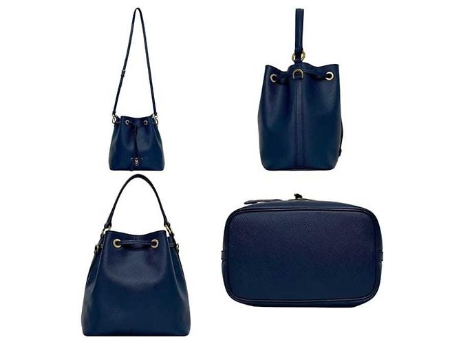 Borsa a tracolla Prada in pelle Saffiano Azzurro Blue - vista 2