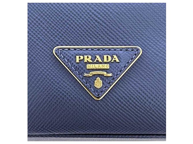 Borsa a tracolla Prada in pelle Saffiano Azzurro Blue - vista 5