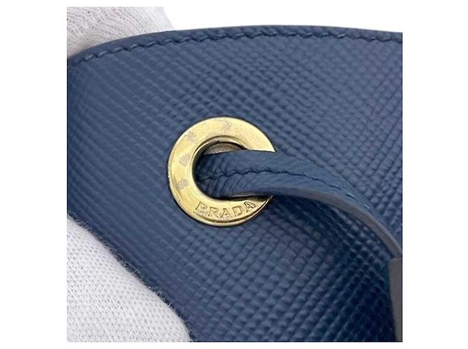 Borsa a tracolla Prada in pelle Saffiano Azzurro Blue - vista 6