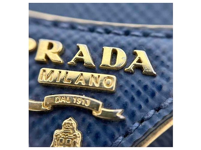 Borsa a tracolla Prada in pelle Saffiano Azzurro Blue - vista 7
