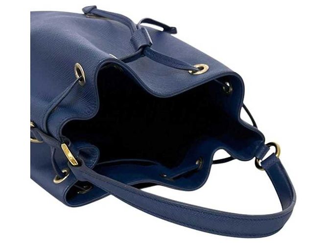 Borsa a tracolla Prada in pelle Saffiano Azzurro Blue - vista 8