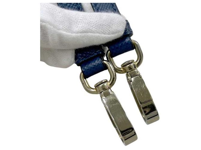 Borsa a tracolla Prada in pelle Saffiano Azzurro Blue - vista 9