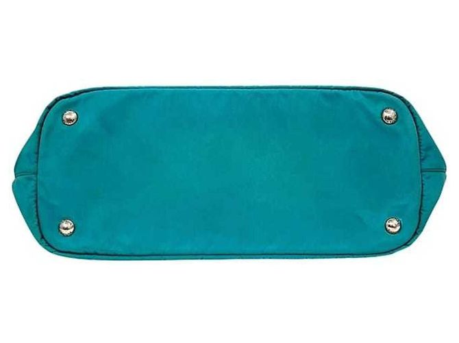 Borsa Tote Prada in nylon azzurro e pelle Blu chiaro - vista 10